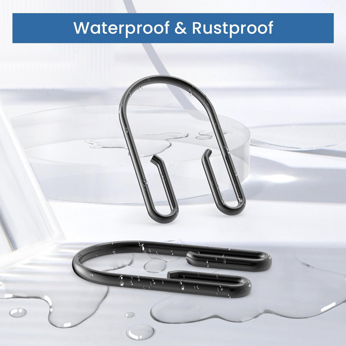 Double Sided Shower Curtain Rings Rust Proof，12 Pcs Shower Hooks For Inside Shower，Smooth Sliding Anti-Drop Double Shower Rings For Curtain